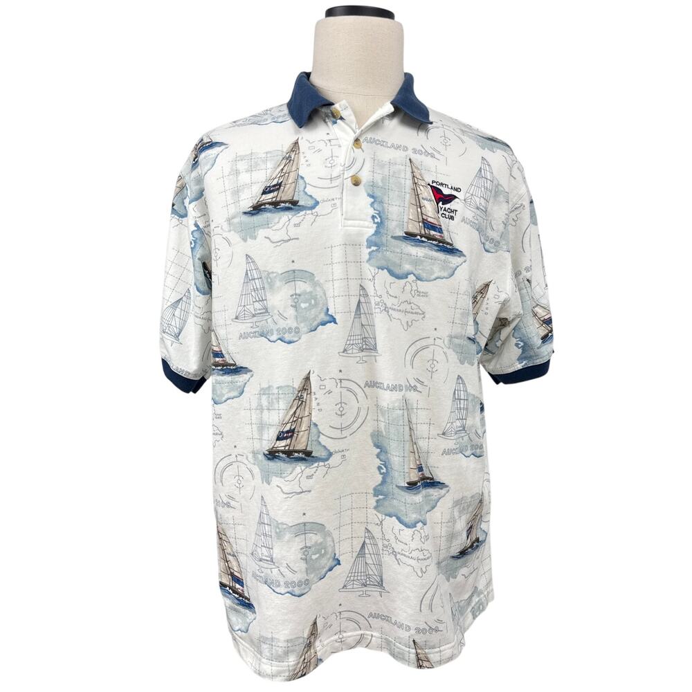 Vintage 2000 Bimini Bay America’s Cup Auckland Nautical Polo Shirt Men;s Large